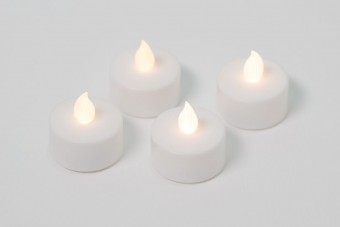 NEXOS Dekoratívna sada 4 čajové sviečky, biela